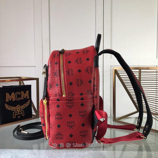 MCM雙肩背包 原單 Dual Stark系列 多功能小號雙肩背包 經典Visetos塗層帆布 金屬鉚釘 高端MCM女後背包  mdmc1184
